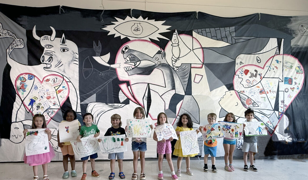 kids in front of guernica mural project