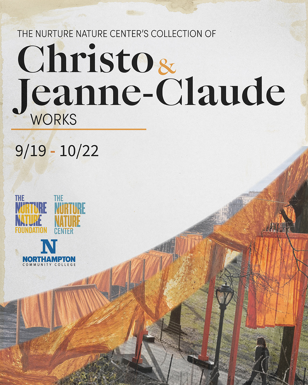 The Nurture Nature Center's Collection of Christo & Jeanne-Claude Works. 9/19-10/22. Images features artwork of The Gates process and proposals.
